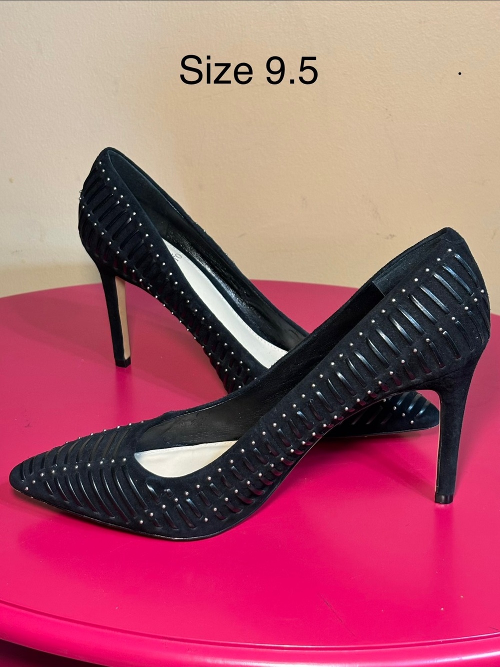 Vince Camuto Black hStudded Suede Pumps Size 9.5